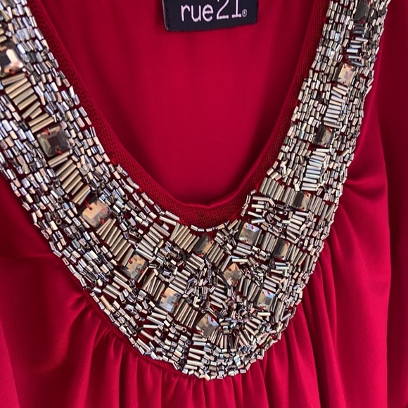 Rue 21 Rich Red Heavy Bead Embellished Special Occasion Halter Top/Dress Size XL - Picture 3 of 12